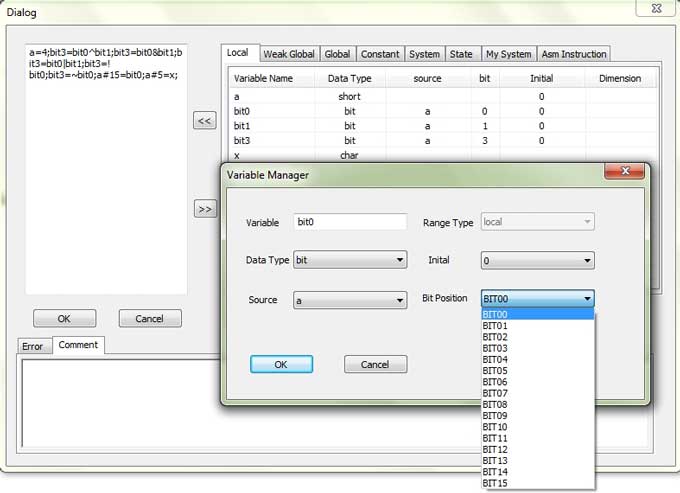 bit variable dialog